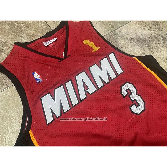 Maglia Miami Heat Dwyane Wade #3 Mitchell & Ness 2005-06 Autentico Rosso